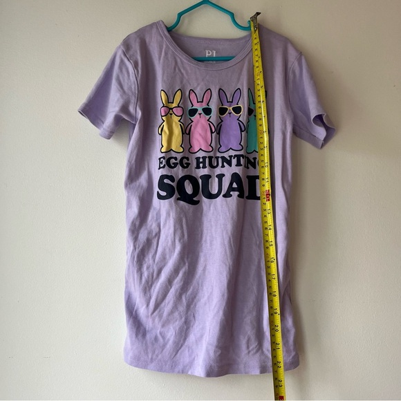 🌼 5/$25 PJ Place Girls Easter Pajama Top Peeps Graphic Tee Purple Bunny Size 14 - Picture 2 of 7